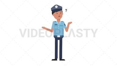 Asian Policeman Confused Stock Animation
