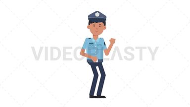 Asian Policeman Dancing Stock Animation