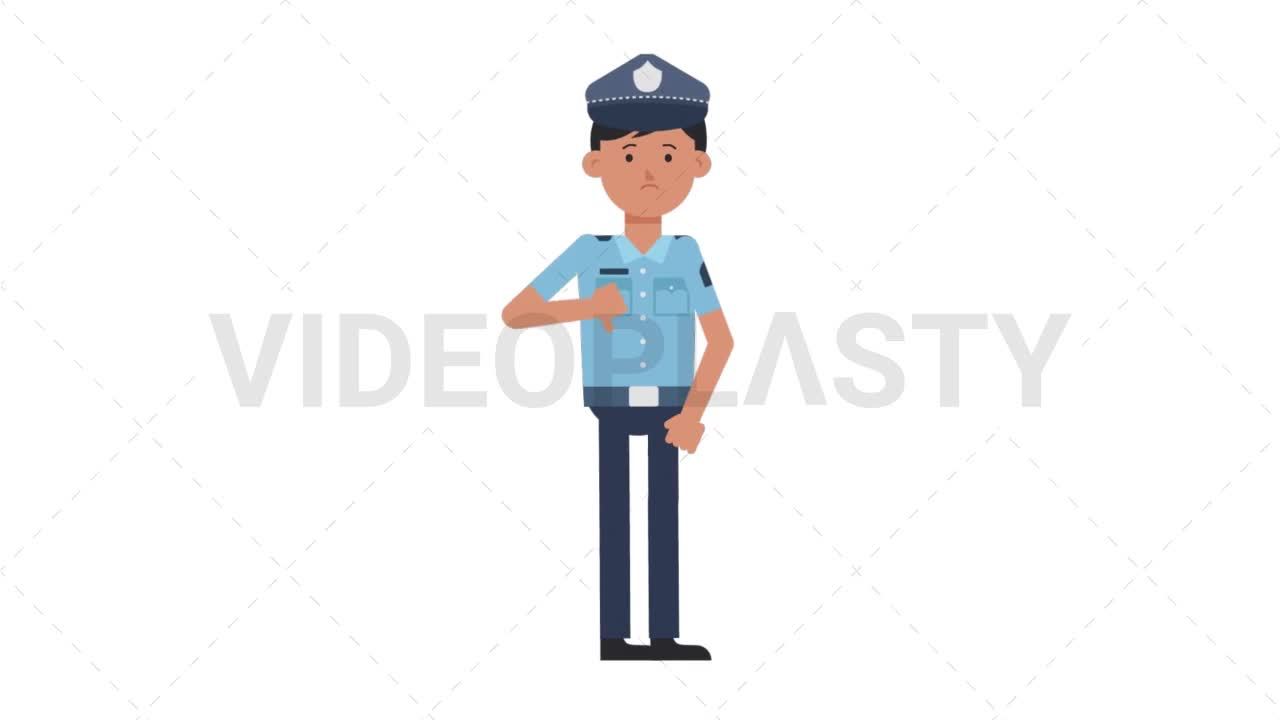 Asian Policeman Disapprove [Royalty-Free Stock Animation] | VideoPlasty