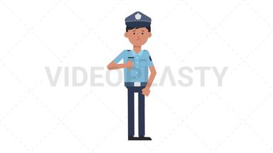 Asian Policeman Disapprove Stock Animation