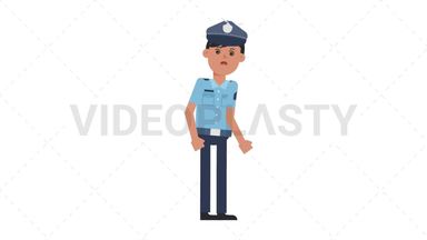Asian Policeman Dizzy Stock Animation