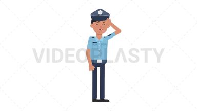 Asian Policeman Fever Stock Animation