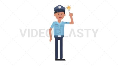 Asian Policeman Idea Stock Animation