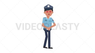 Asian Policeman In Love Stock Animation
