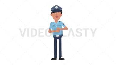 Asian Policeman Laughing Stock Animation