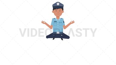 Asian Policeman Meditating Stock Animation