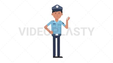 Asian Policeman Ok Stock Animation