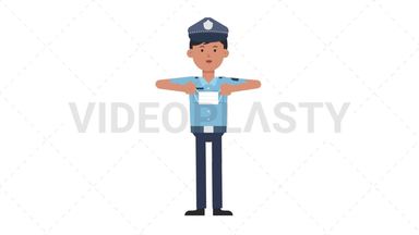 Asian Policeman Putting on Face Mask Stock Animation