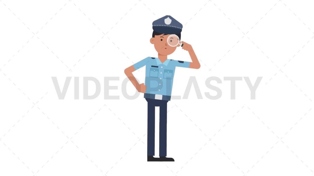 Asian Policeman Searching with a Magnifying Glass [Royalty-Free Stock ...