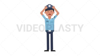 Asian Policeman Stressed Stock Animation