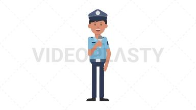 Asian Policeman Talking on Microphone Stock Animation