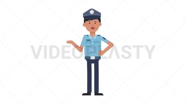 Asian Policeman Talking Stock Animation