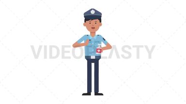 Asian Policeman Using Disinfectant Spray Stock Animation