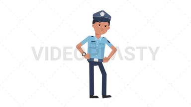 Asian Policeman Waiting Stock Animation