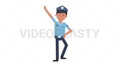 Asian Policeman Warmup Exercise Stock Animation