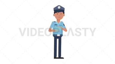 Asian Policeman Washing Hands Stock Animation