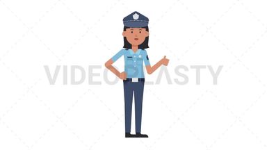 Asian Policewoman Approve Stock Animation