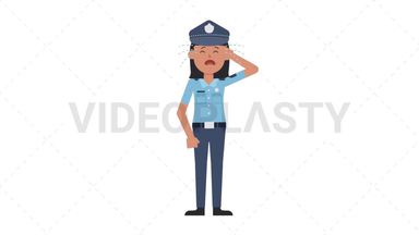 Asian Policewoman Crying Stock Animation