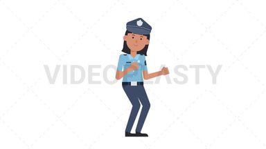 Asian Policewoman Dancing Stock Animation
