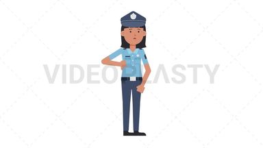Asian Policewoman Disapprove Stock Animation