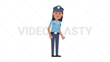 Asian Policewoman Dizzy Stock Animation