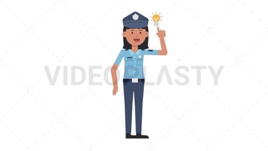Asian Policewoman Idea Stock Animation