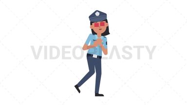 Asian Policewoman In Love Stock Animation
