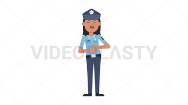 Asian Policewoman Laughing Stock Animation