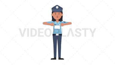 Asian Policewoman Putting on Face Mask Stock Animation