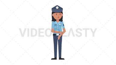 Asian Policewoman Sad Stock Animation