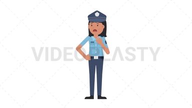 Asian Policewoman Shortness of Breath Stock Animation
