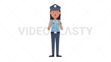 Asian Policewoman Surprised Stock Animation