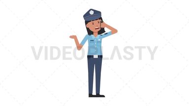 Asian Policewoman Talking on the Phone Angry Stock Animation