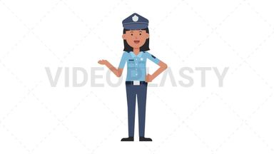 Asian Policewoman Talking Stock Animation