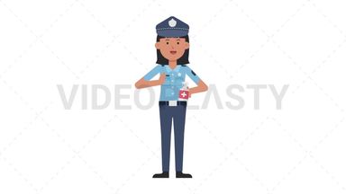 Asian Policewoman Using Disinfectant Spray Stock Animation