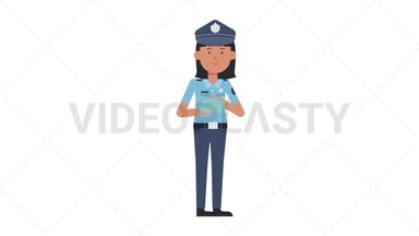 Asian Policewoman Washing Hands Stock Animation