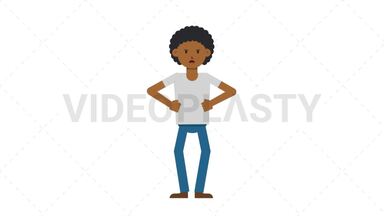 Black Casual Man Angry Stock Animation