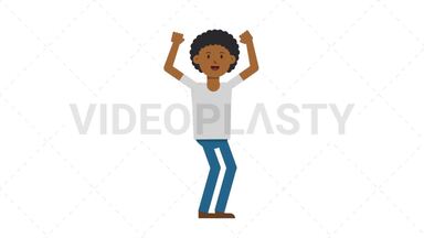 Black Casual Man Cheer Stock Animation