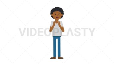 Black Casual Man Clapping Stock Animation
