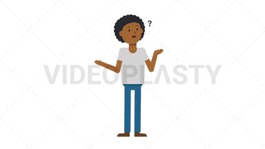 Black Casual Man Confused Stock Animation