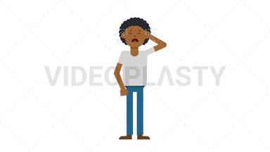 Black Casual Man Crying Stock Animation