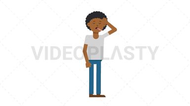Black Casual Man Fever Stock Animation