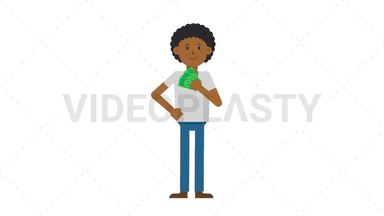 Black Casual Man Holding Cash Stock Animation