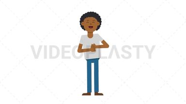 Black Casual Man Holding Poster Stock Animation