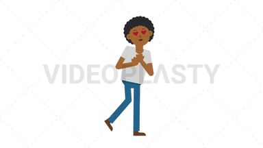 Black Casual Man In Love Stock Animation