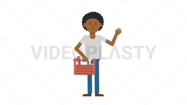 Black Casual Man Meditating Stock Animation