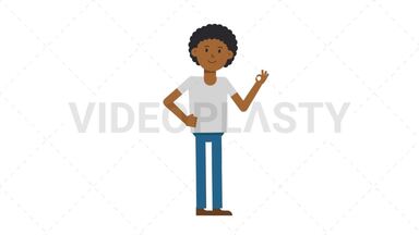 Black Casual Man OK Stock Animation