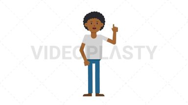 Black Casual Man Pointing Above Stock Animation