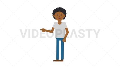 Black Casual Man Pointing Left Stock Animation