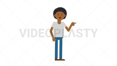 Black Casual Man Pointing Right Stock Animation